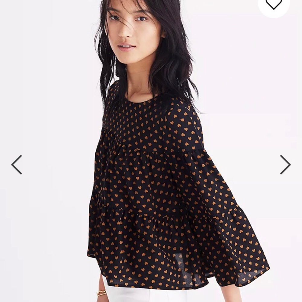 Madewell silk heart tiered top XS